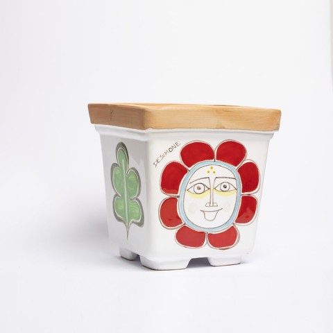 Sicilian handmade Ceramic Vase de simone pottery Sun Folk VSPQSOL Sicilian handmade Ceramic Vase de simone pottery Sun Folk VSPQSOL